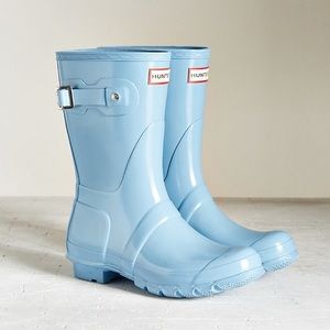 Blue short gloss hunter rain boot
